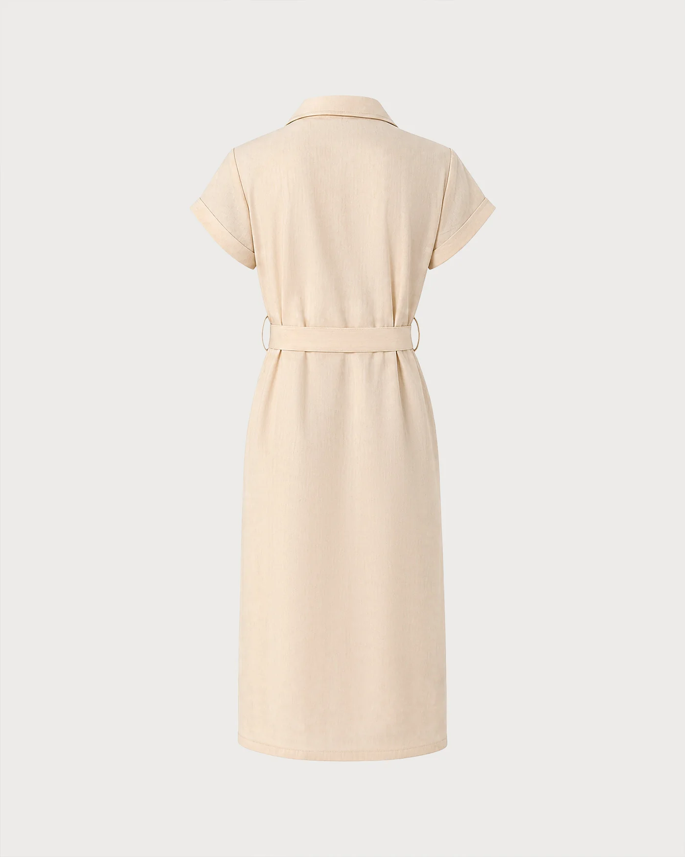 Apricot Button Belt Tunic Midi Dress - Image 7