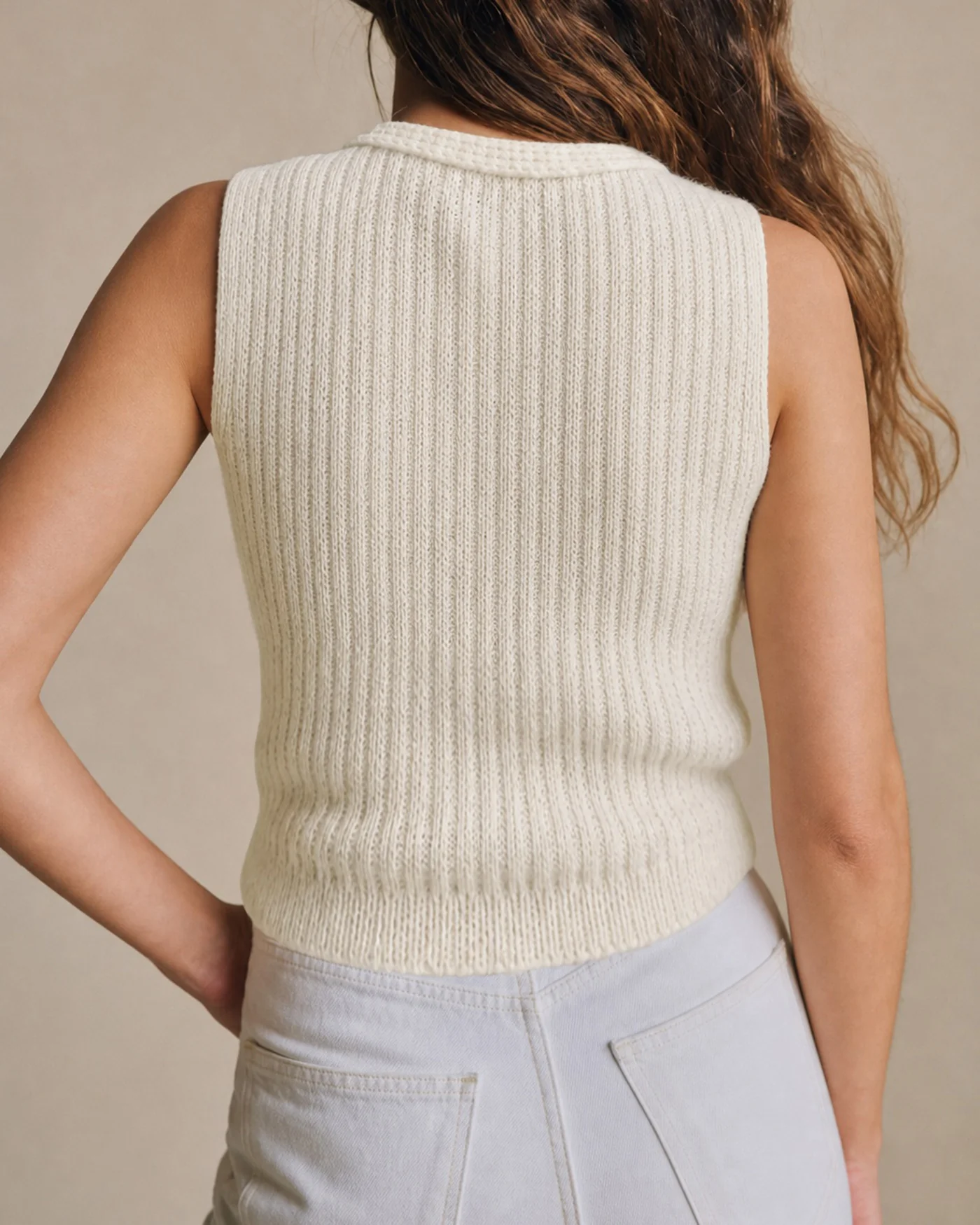 Apricot Collar Cut Out Textured Tank - Image 5