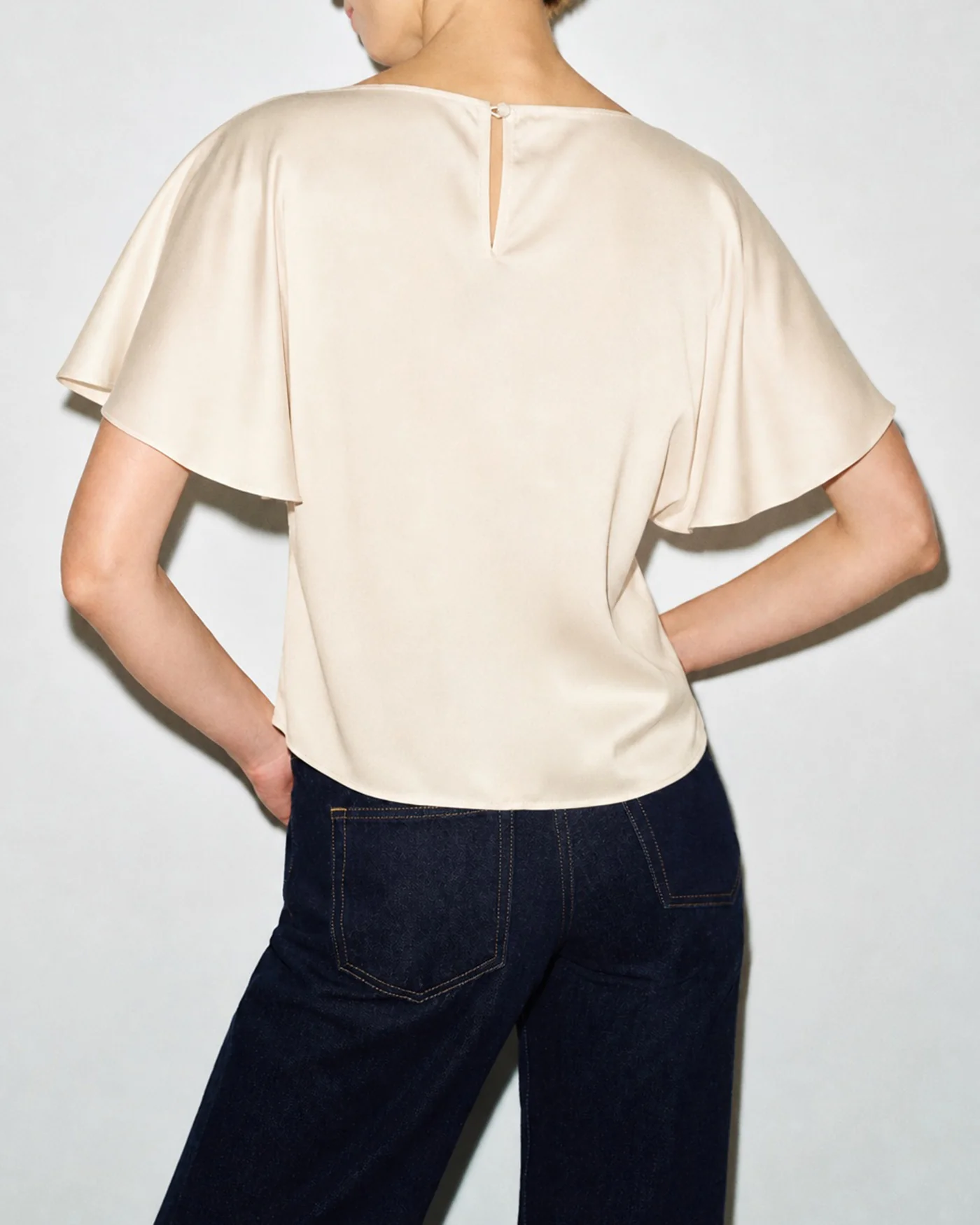 Apricot Cowl Neck Butterfly Sleeve Tee - Image 2