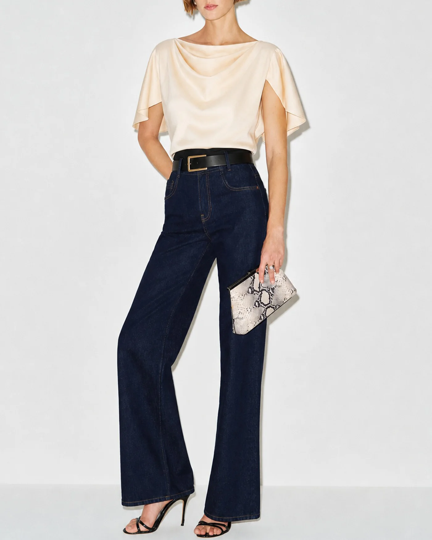 Apricot Cowl Neck Butterfly Sleeve Tee - Image 3