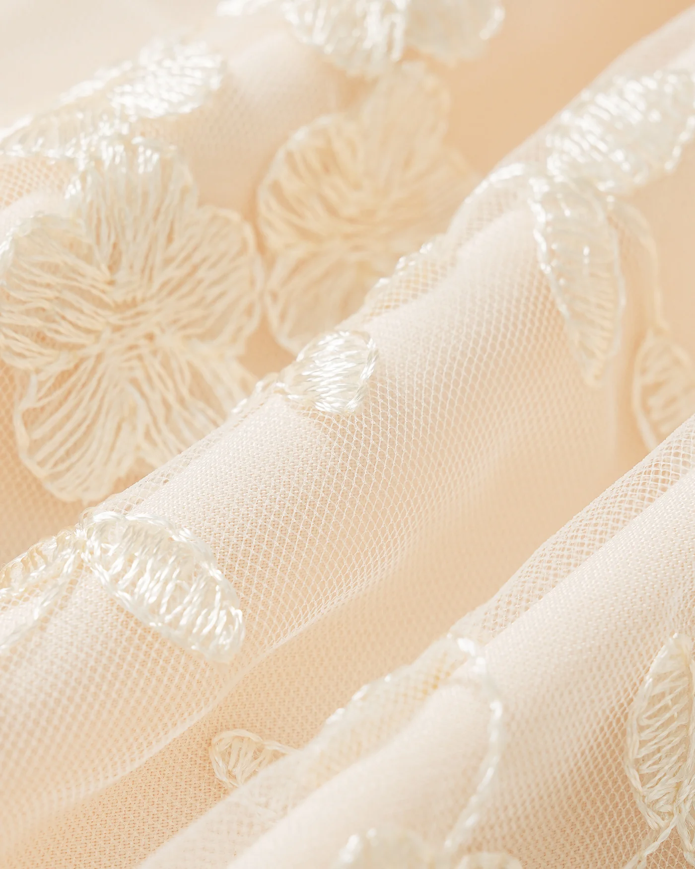 Apricot Floral Embroidery Mesh Midi Skirt - Image 8