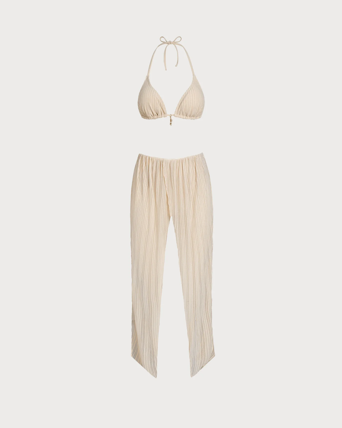 Apricot Halter Sequins Drawstring Bikini Set - Image 10