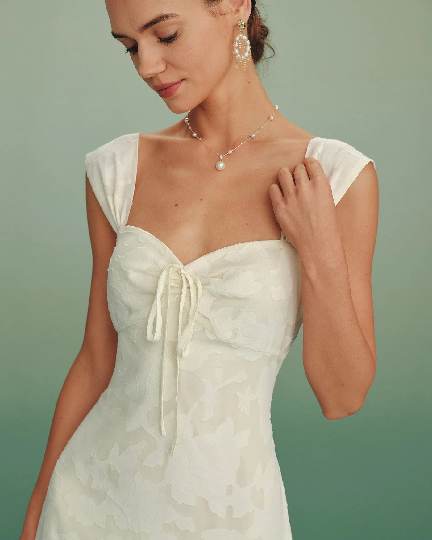 Apricot Jacquard Slip A-Line Maxi Dress - Image 2