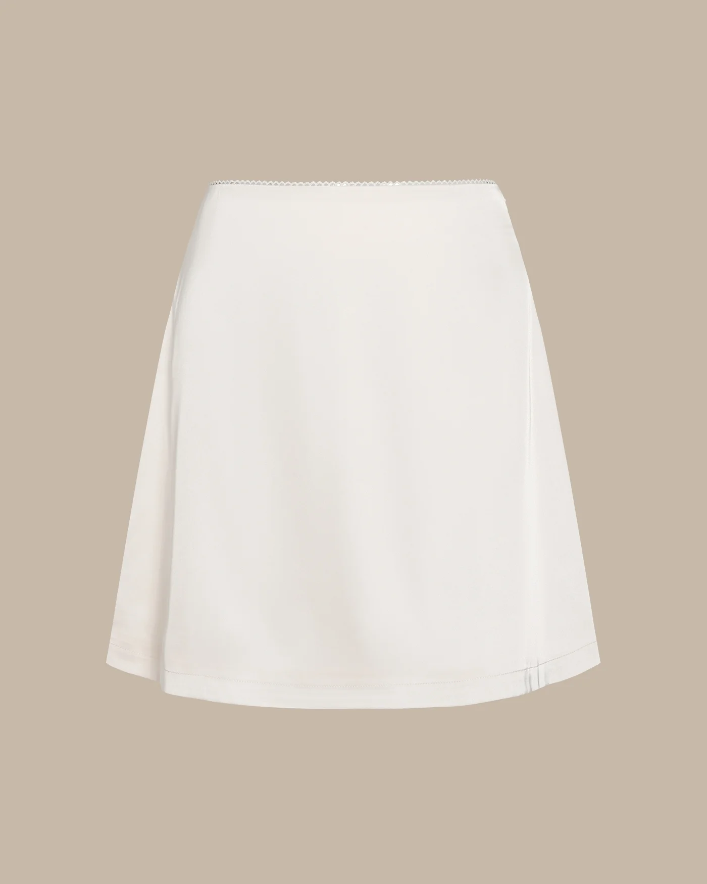 Apricot Lace Zipper Satin Mini Skirt - Image 5