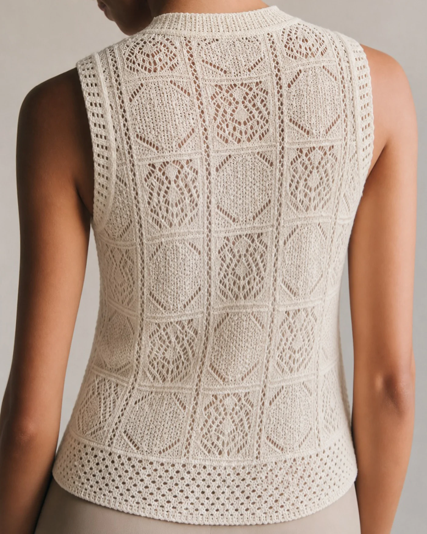 Apricot Round Neck Textured Knit Sweater - Image 3
