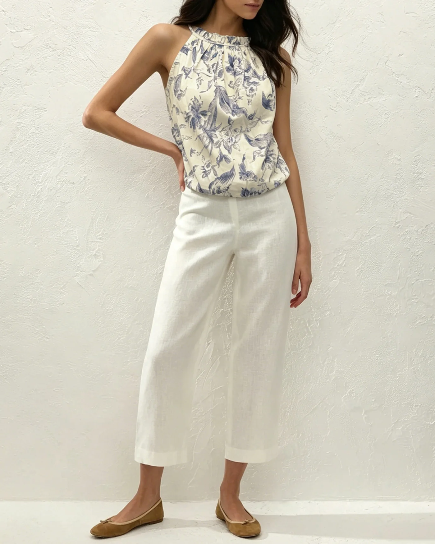 Apricot Ruffled Floral Tank Top - Image 2