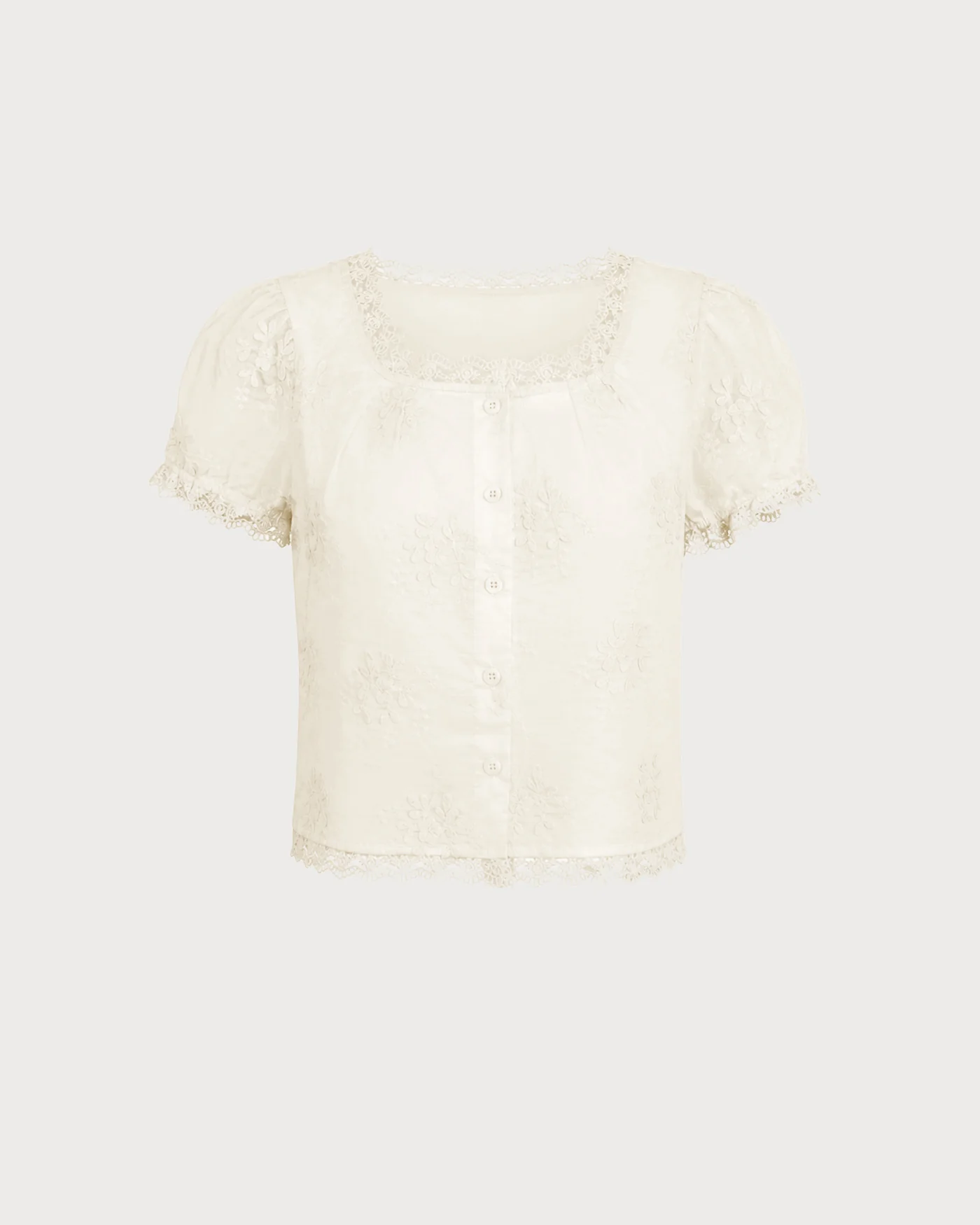 Apricot Square Neck Lace Floral Tee - Image 6