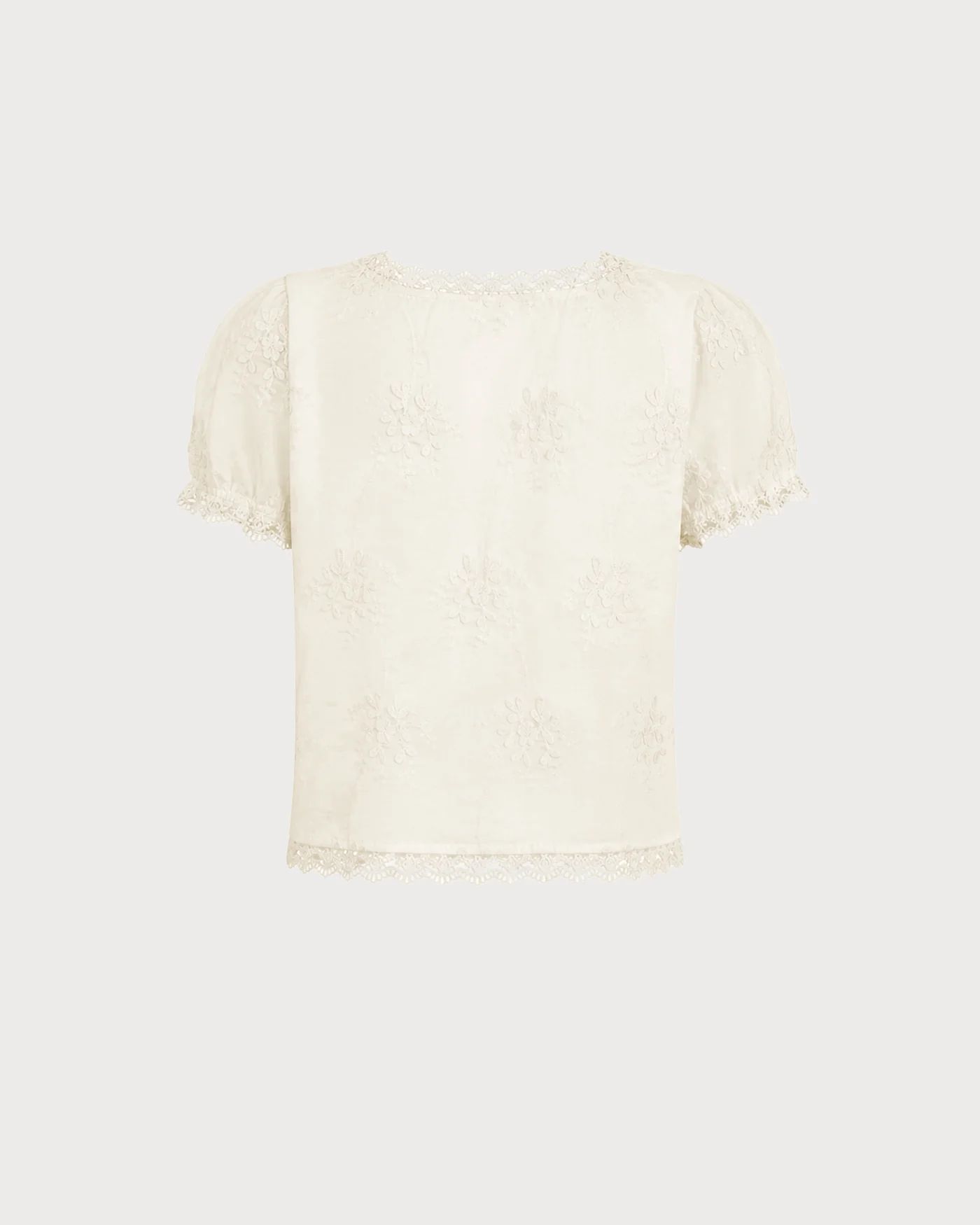 Apricot Square Neck Lace Floral Tee - Image 7