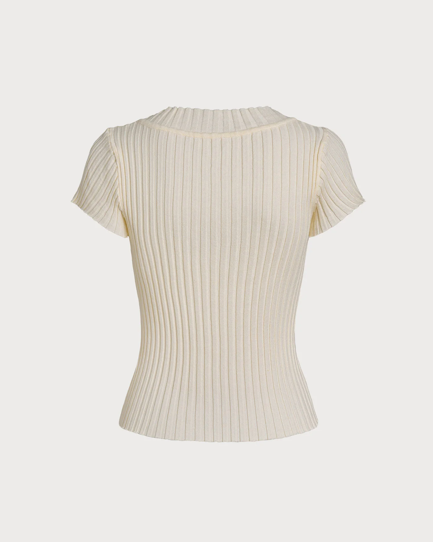 Apricot Textured V Neck Tee - Image 5