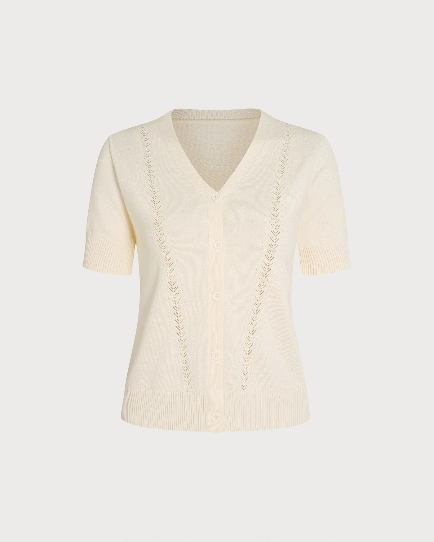 Apricot V Neck Button Knit Cardigan - Image 6