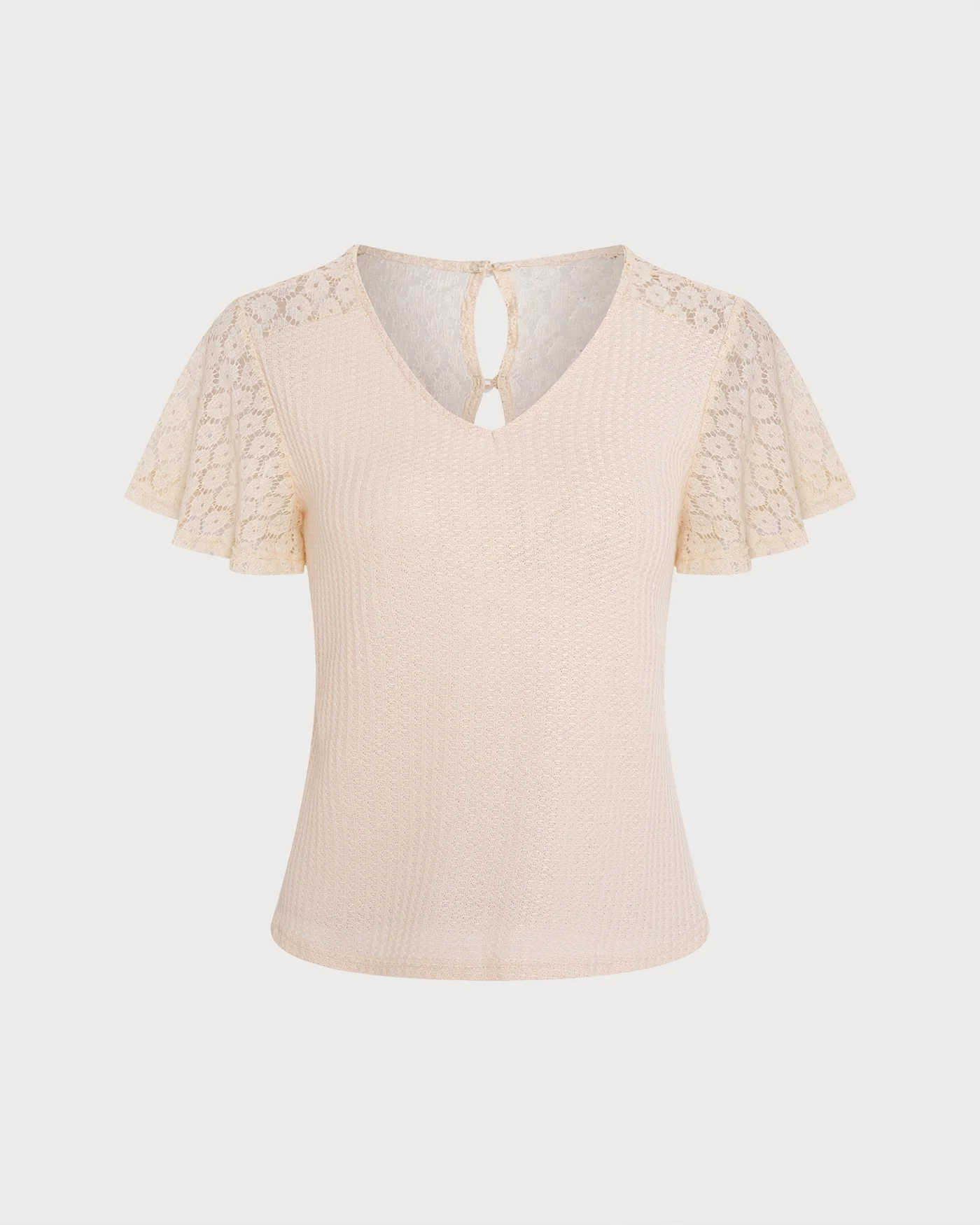 Apricot V Neck Cut Out Knit Tee - Image 5