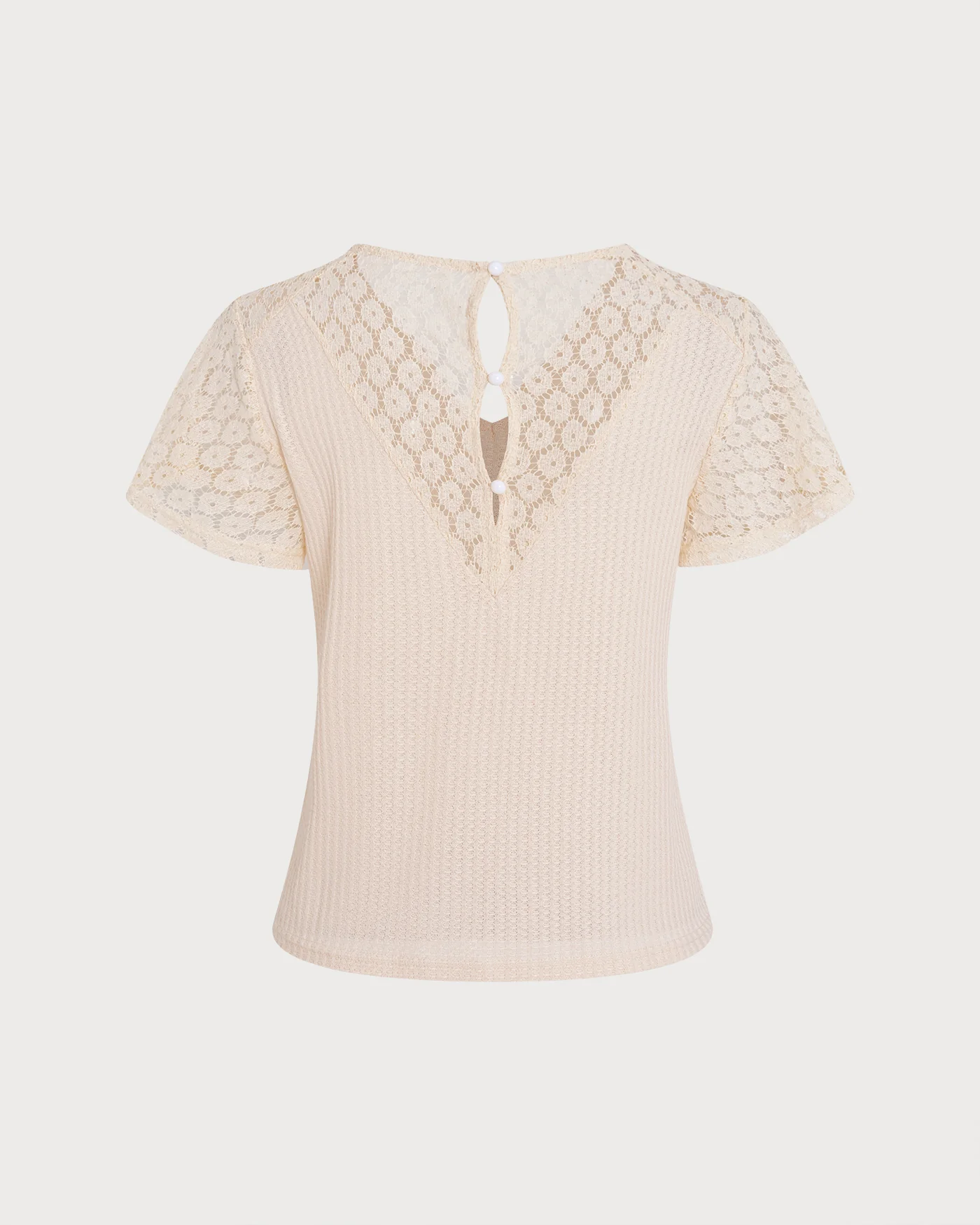 Apricot V Neck Cut Out Knit Tee - Image 6