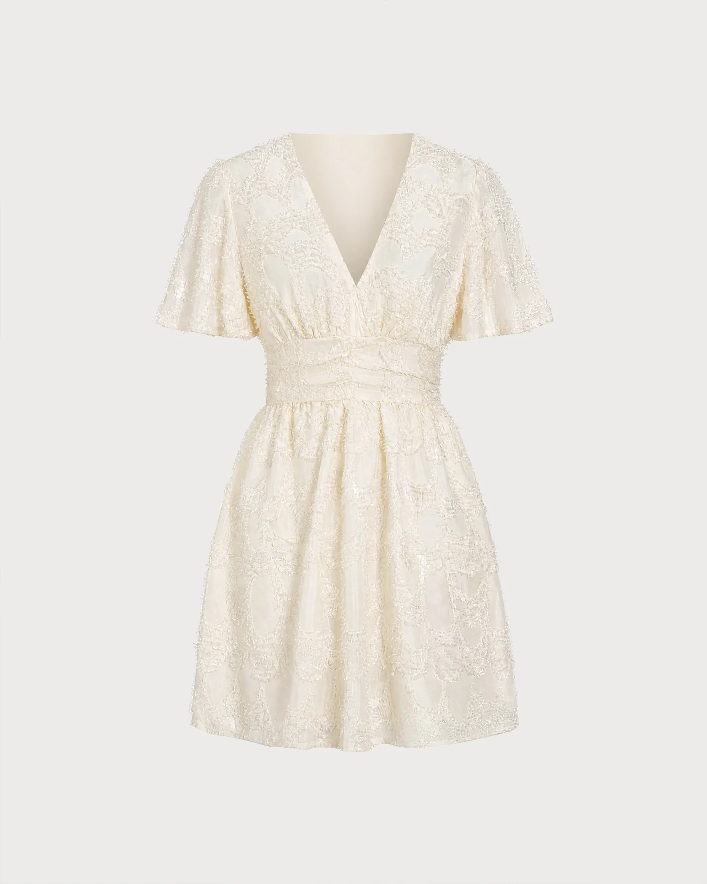 Apricot V Neck Textured Tunic Mini Dress - Image 5
