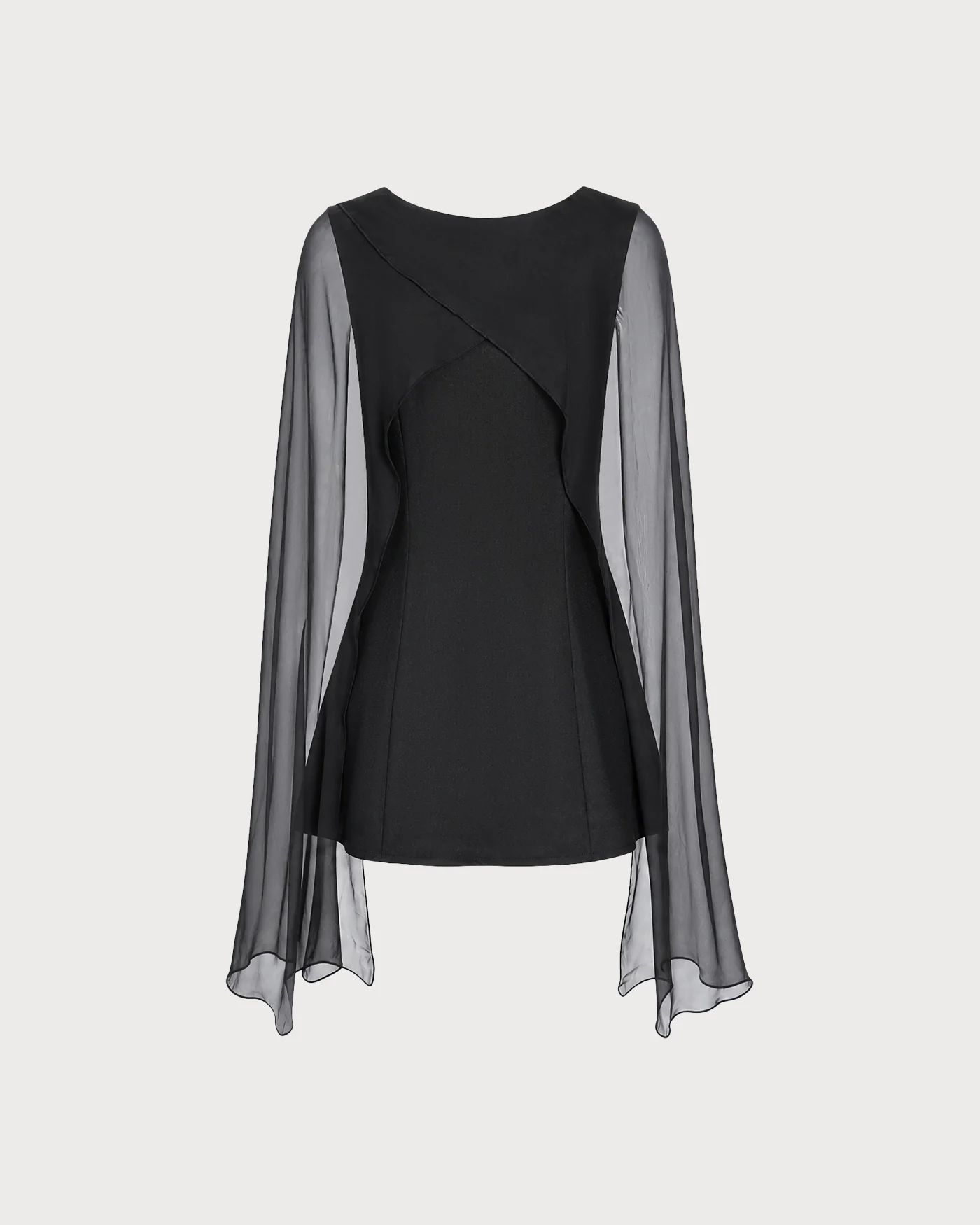 Black Boat Neck Flowy Mini Dress - Image 7
