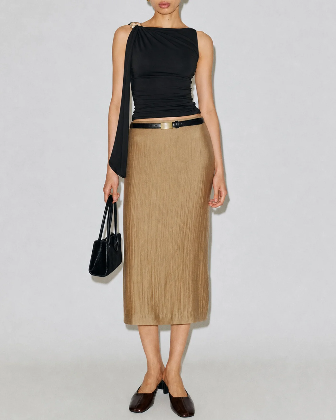 Black Boat Neck Knit Tank Top - Image 3