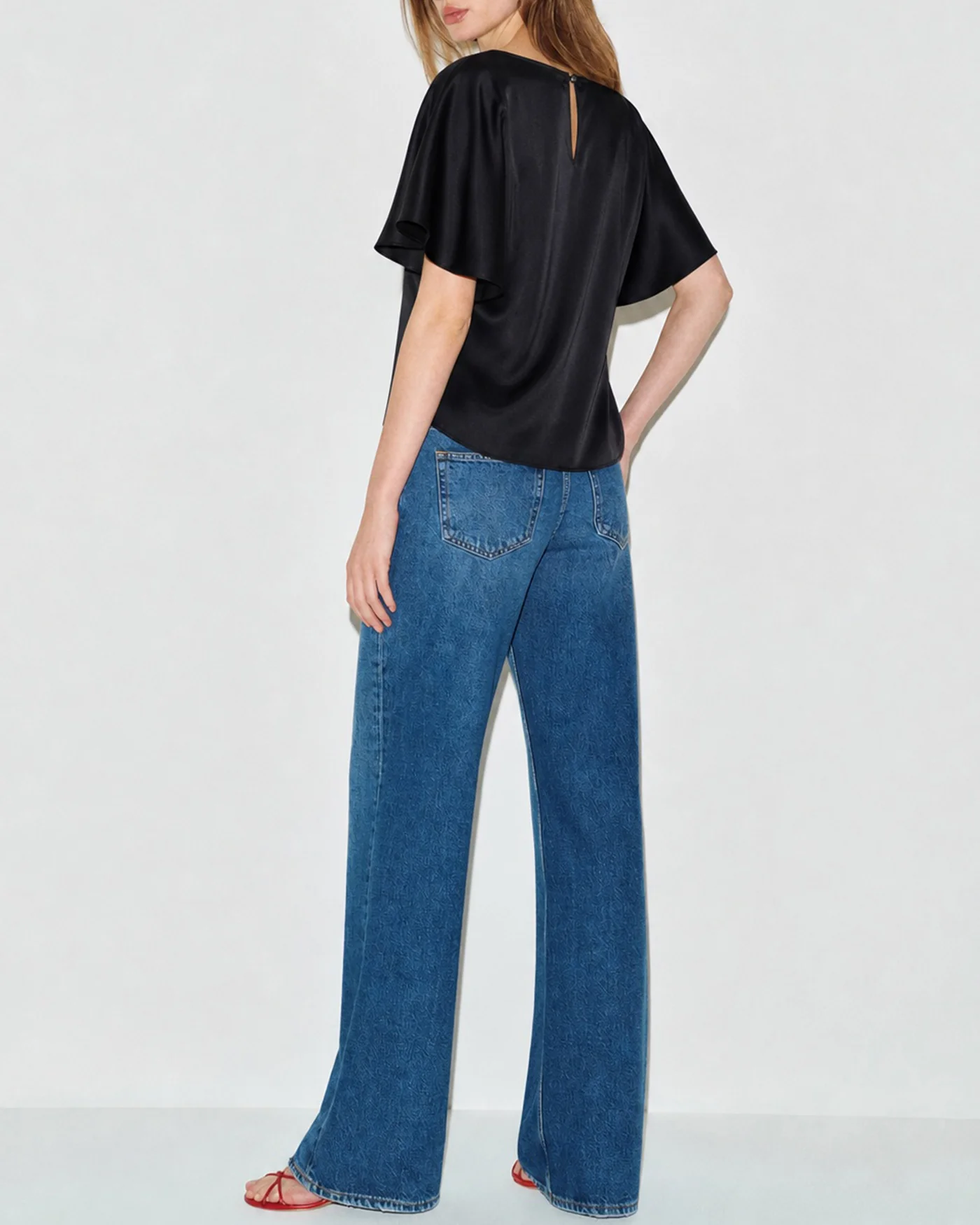 Black Cowl Neck Butterfly Sleeve Tee - Image 4