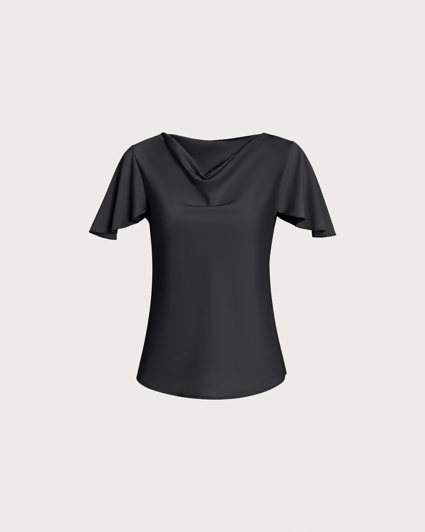 Black Cowl Neck Butterfly Sleeve Tee - Image 5