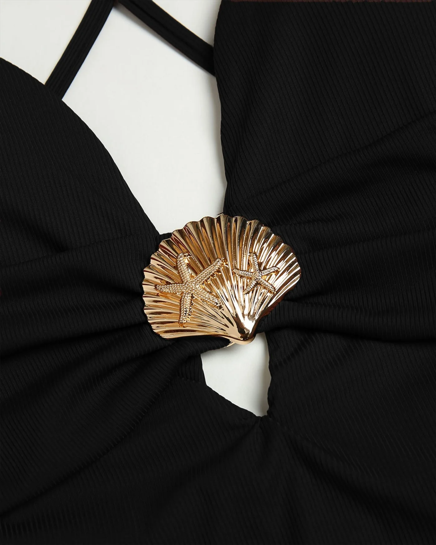 Black Cut Out Ribbed Triangle One Piece - Image 4