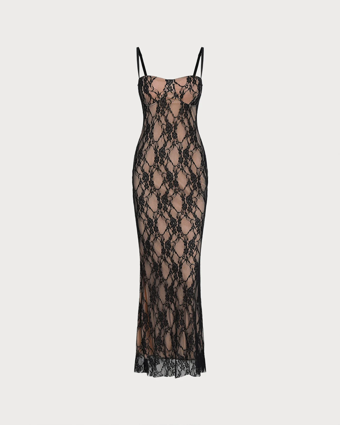 Black Lace Splicing Slip Maxi Dress - Image 7