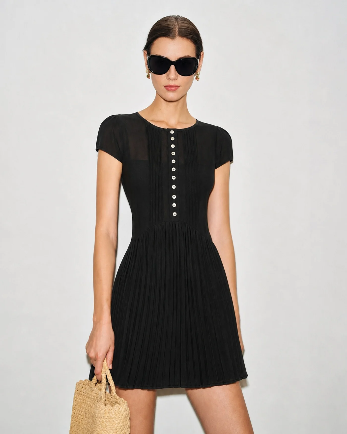 Black See Through Chiffon Mini Dress - Image 2