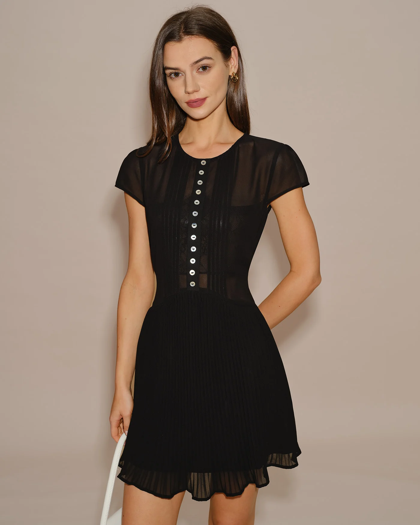 Black See Through Chiffon Mini Dress - Image 3