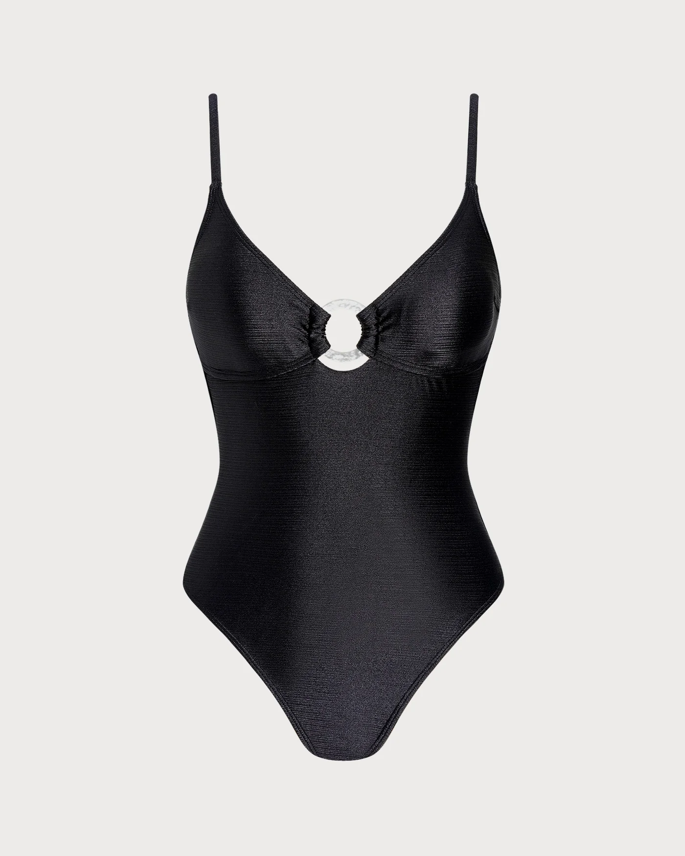 Black Solid O-Ring Bralette One Piece - Image 5