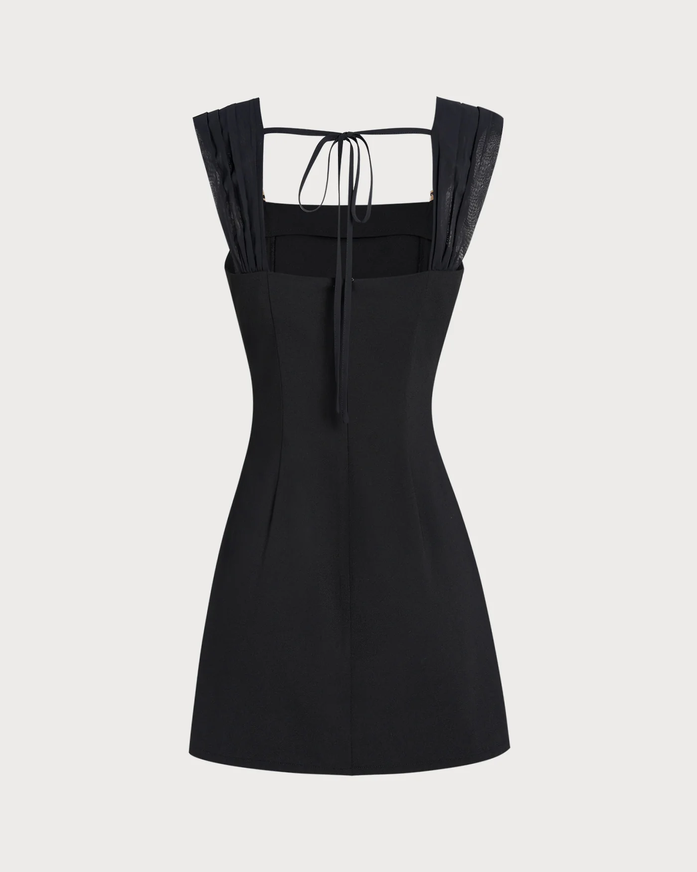 Black Square Neck Cap Sleeve Mini Dress - Image 7