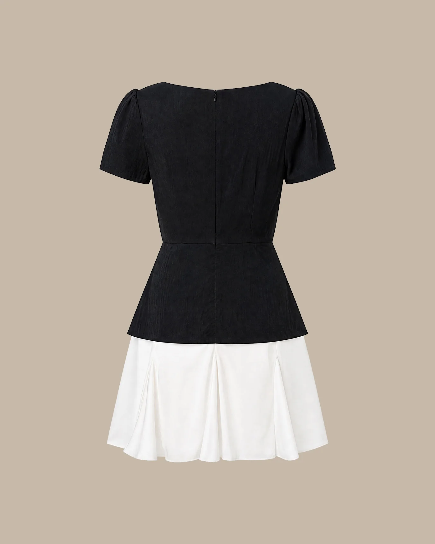 Black Square Neck Contrasting Mini Dress - Image 6