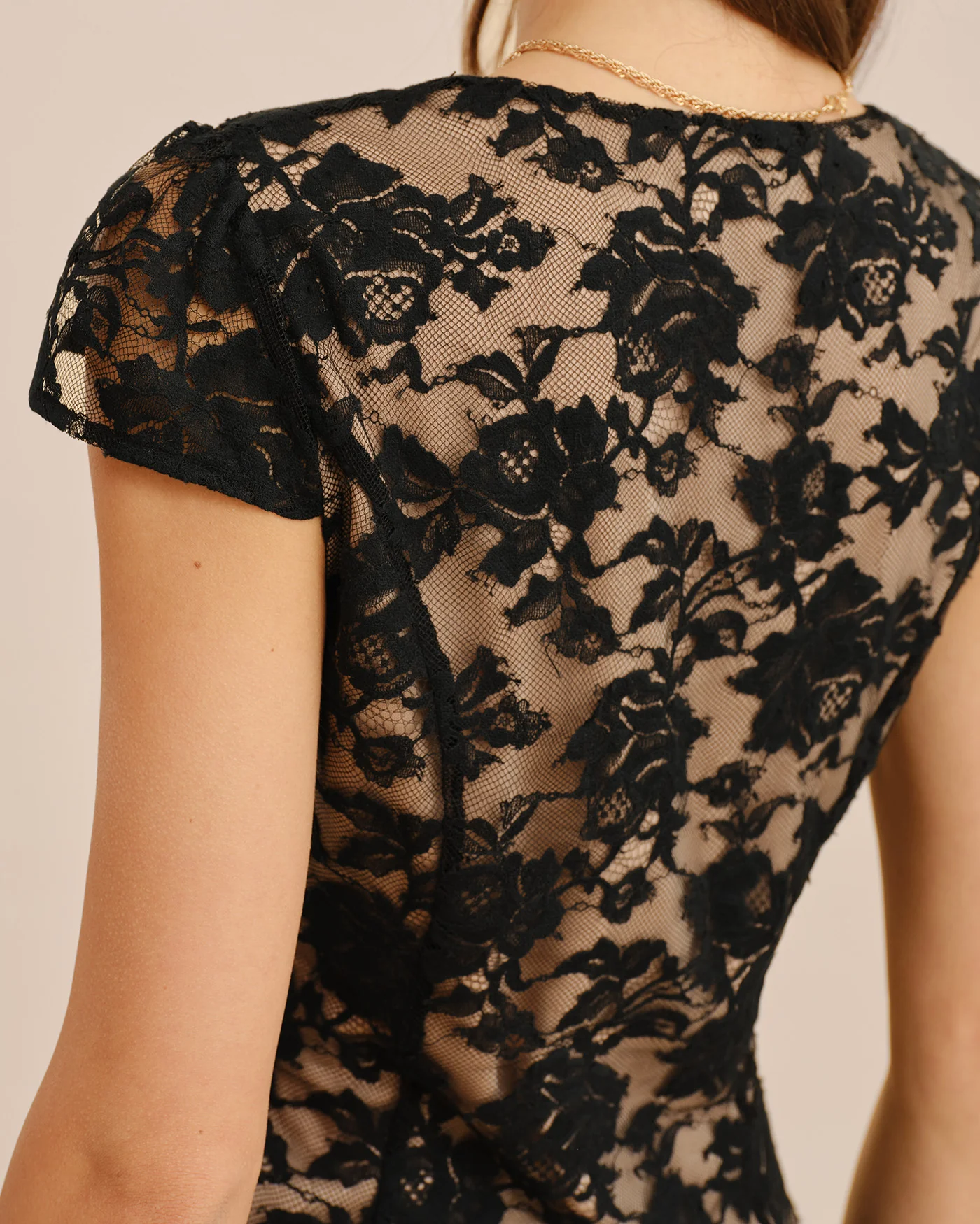Black V Neck Lace Button Blouse - Image 3