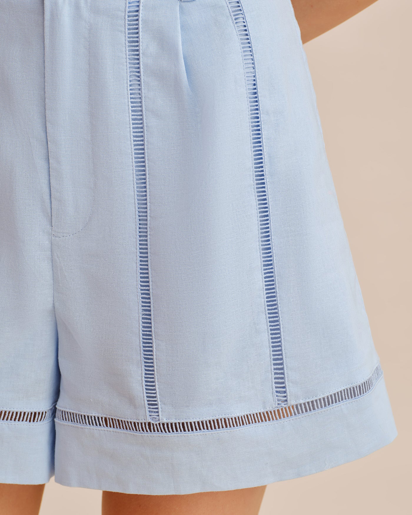 Blue Button Cut Out Zipper Shorts - Image 4