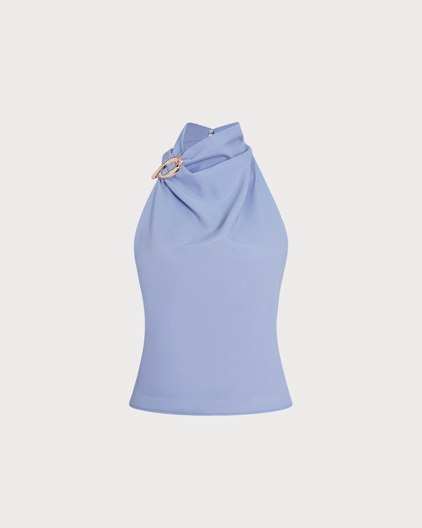 Blue Cowl Neck Button Tank Top - Image 5