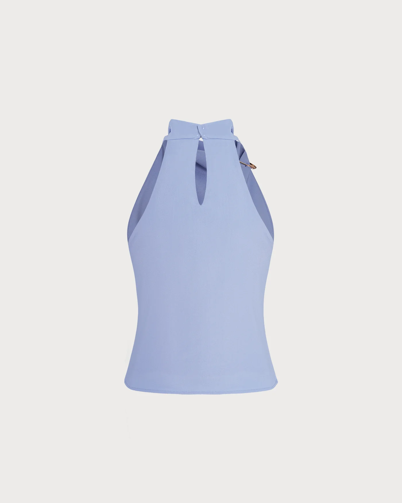 Blue Cowl Neck Button Tank Top - Image 6
