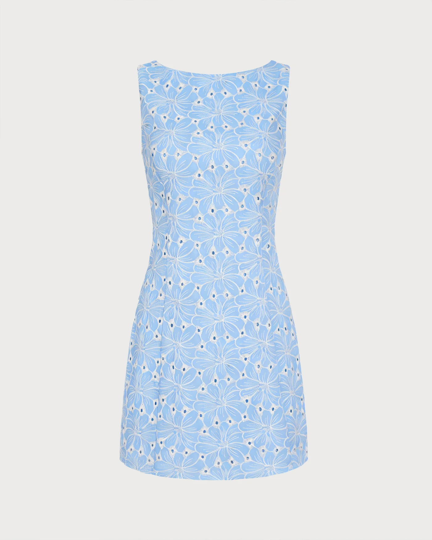 Blue Embroidery Sleeveless Mini Dress - Image 6