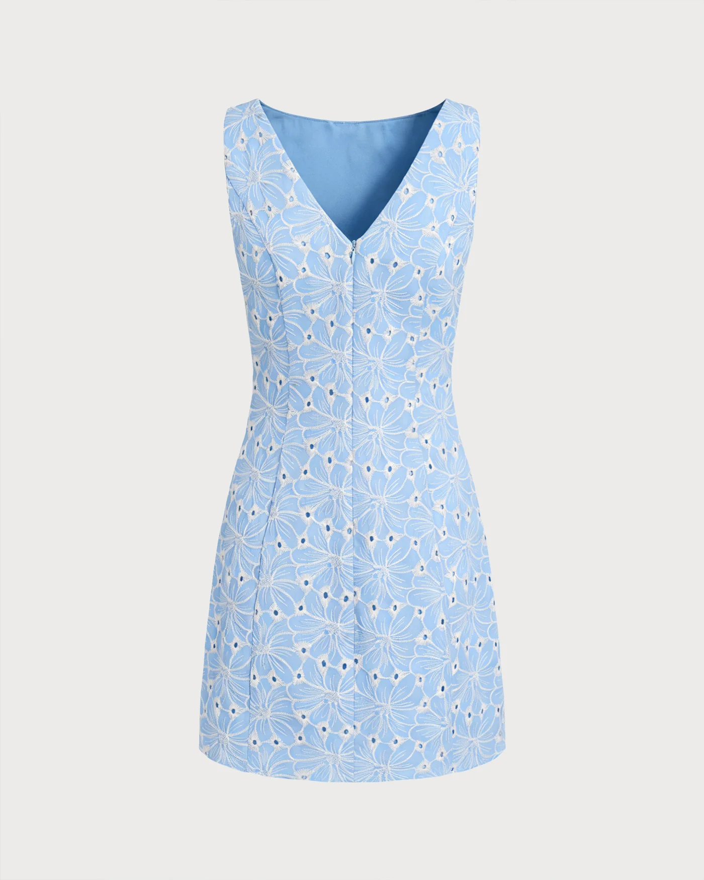 Blue Embroidery Sleeveless Mini Dress - Image 7