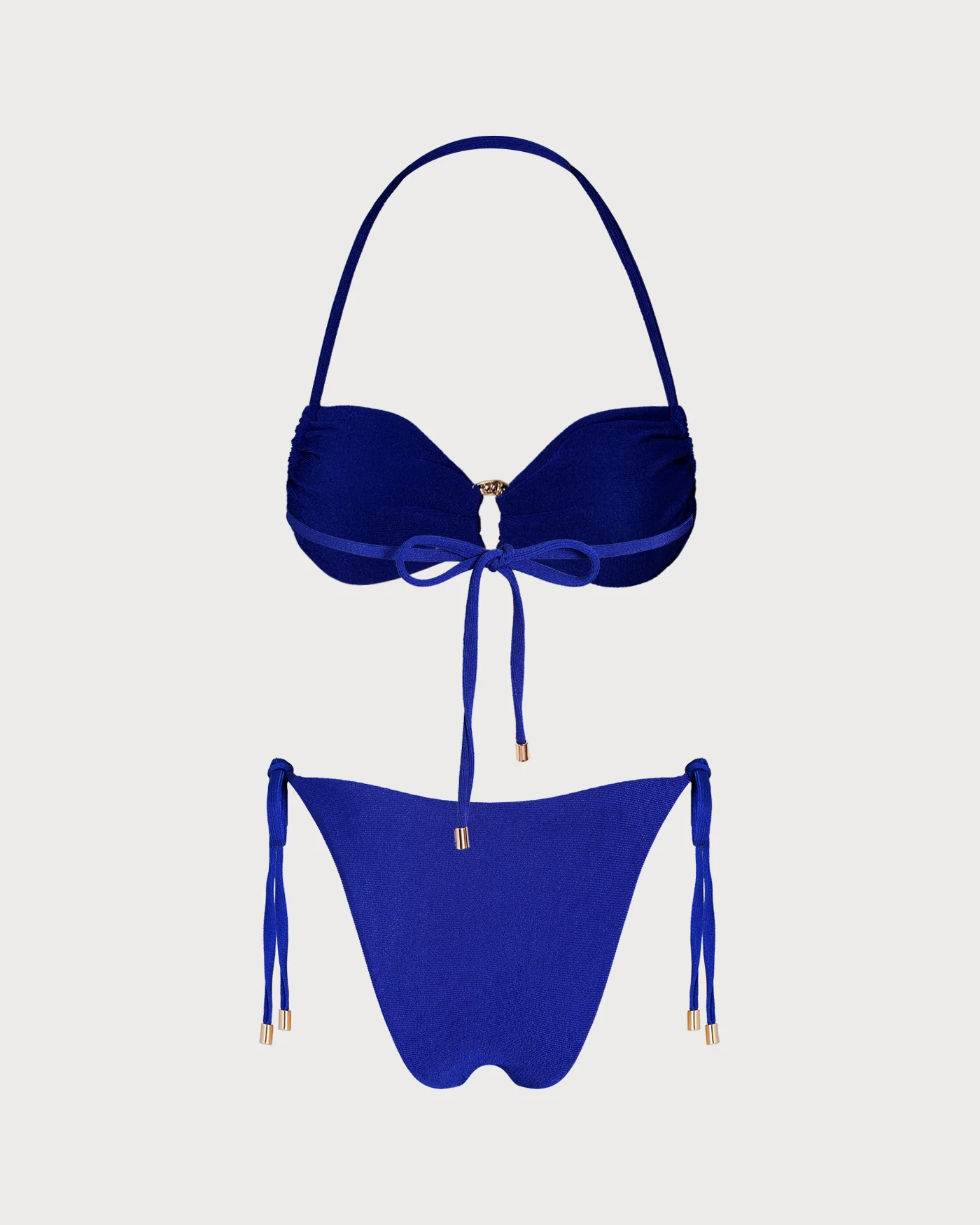 Blue Halter O-Ring Bandeau Bikini Set - Image 6