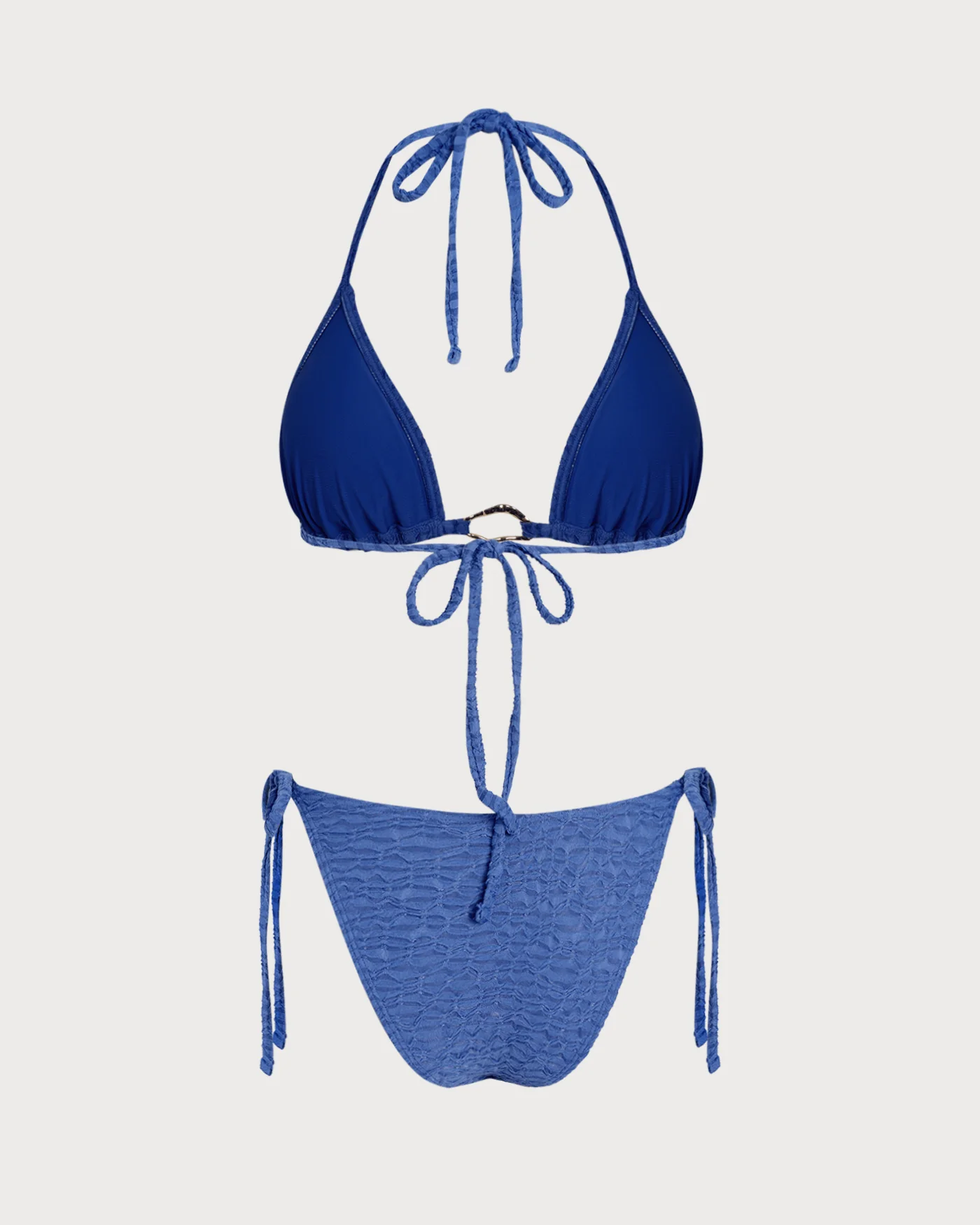 Blue Halter Triangle Bikini Set - Image 7