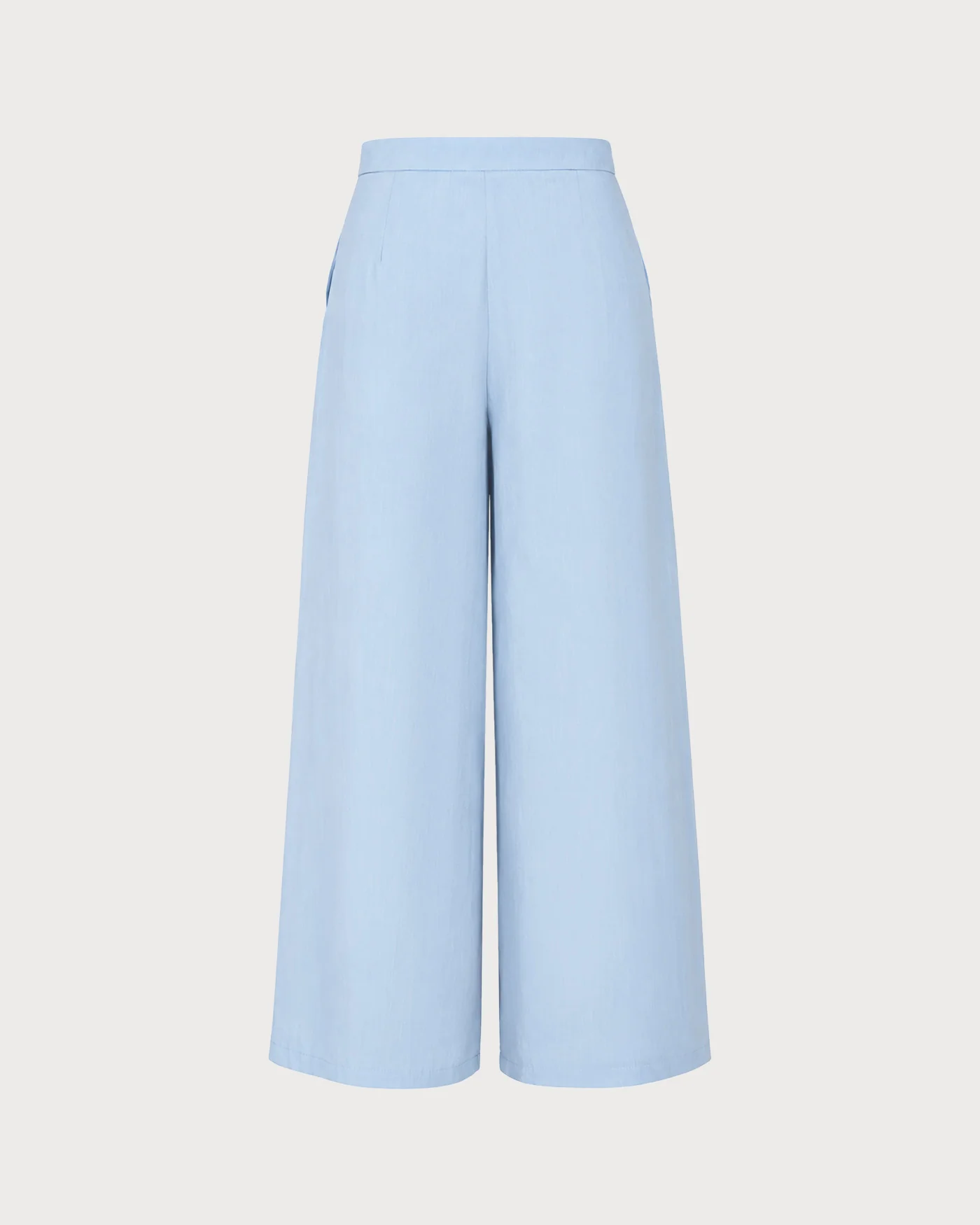 Blue Solid Pockets Straight Pants - Image 10