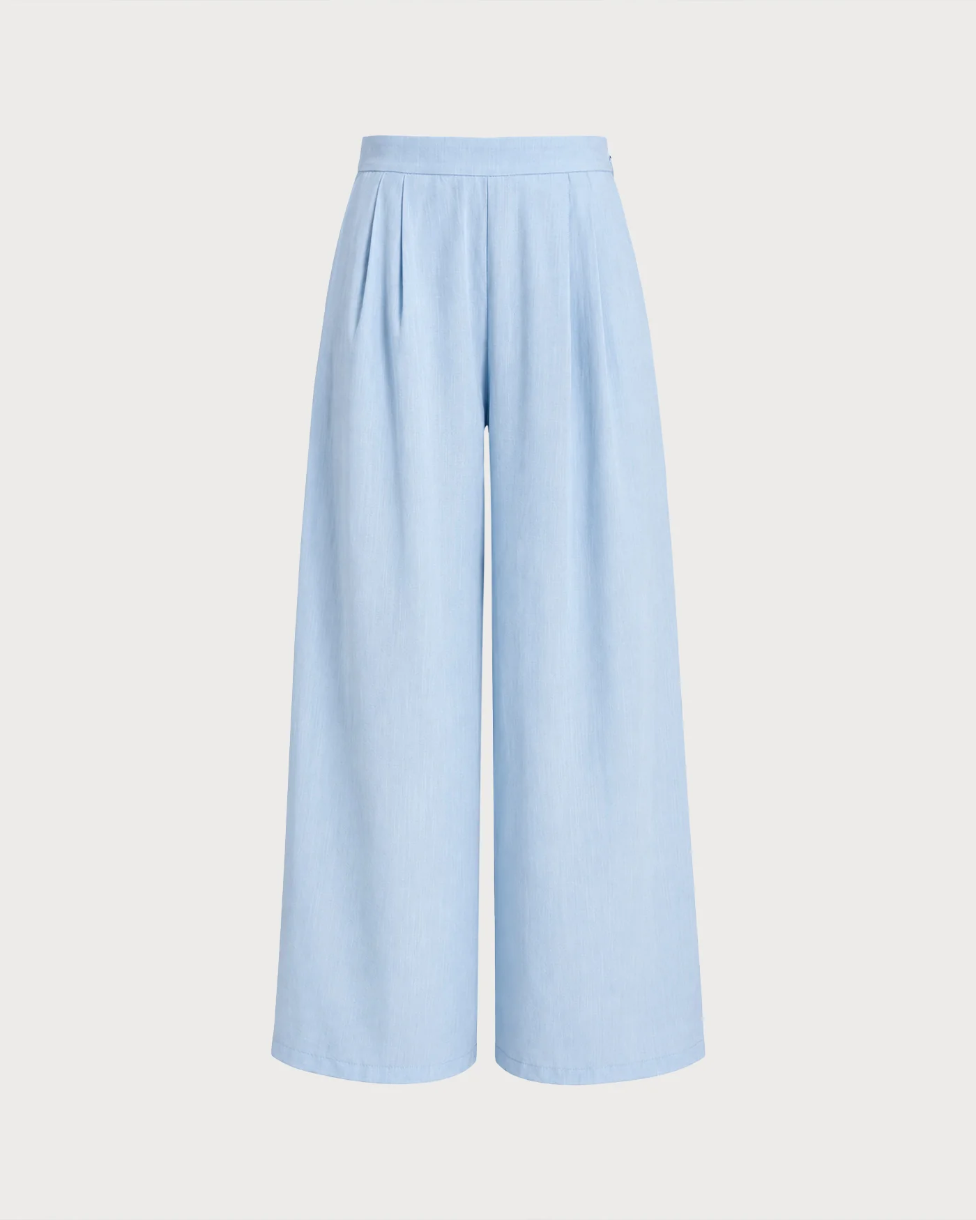 Blue Solid Pockets Straight Pants - Image 9