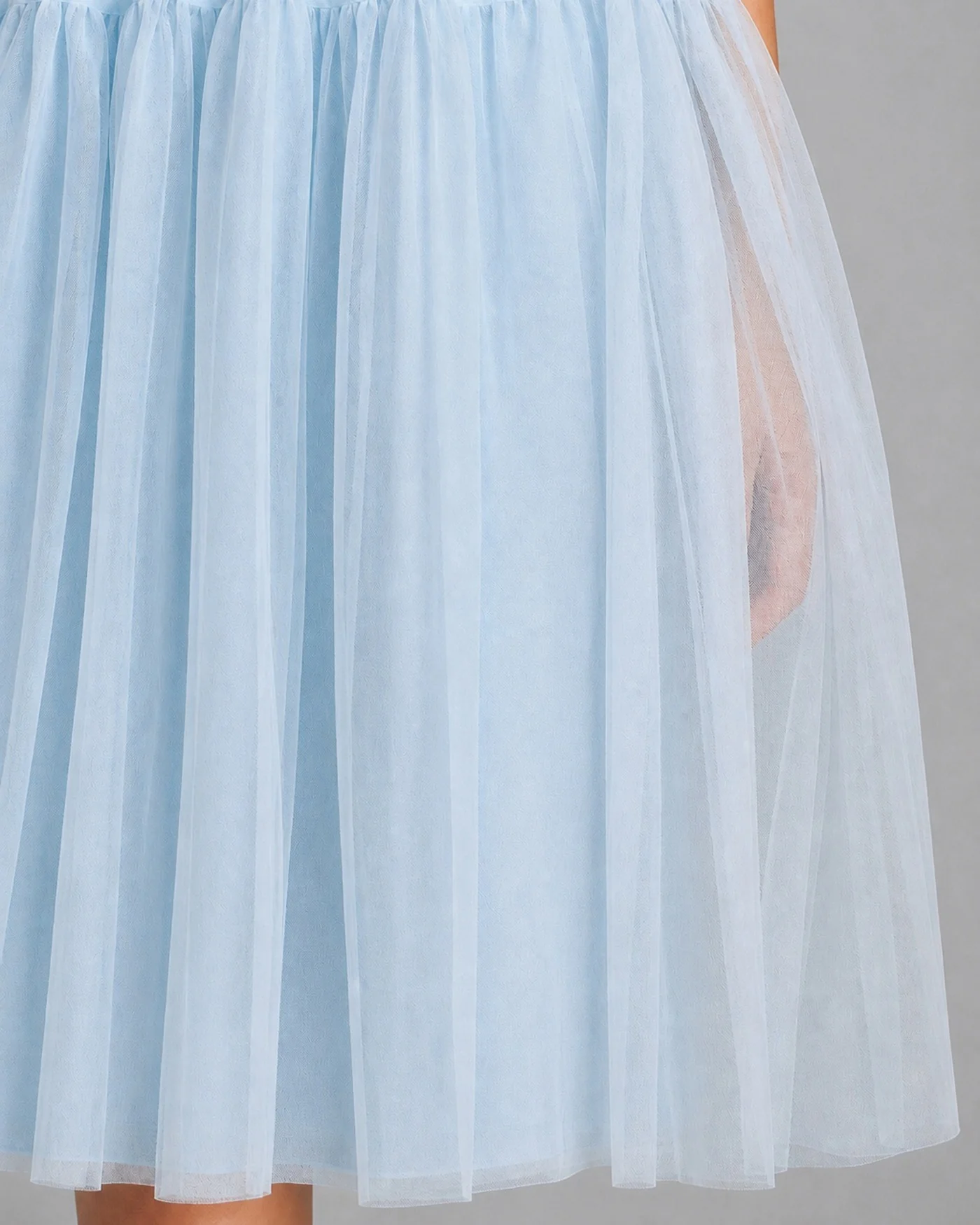 Blue Square Neck Mesh Slip Midi Dress - Image 4