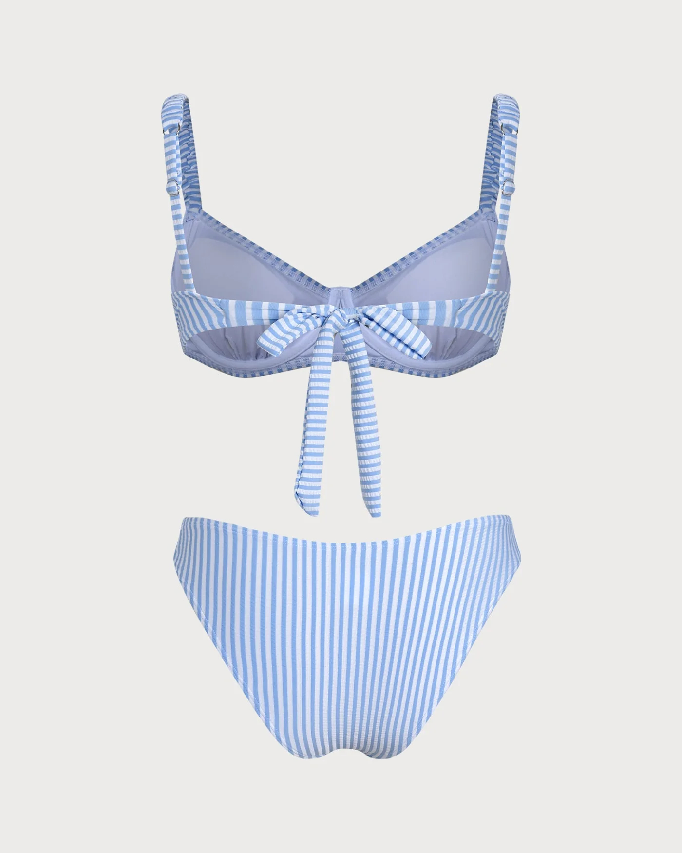 Blue Square Neck Striped Bikini Set - Image 3