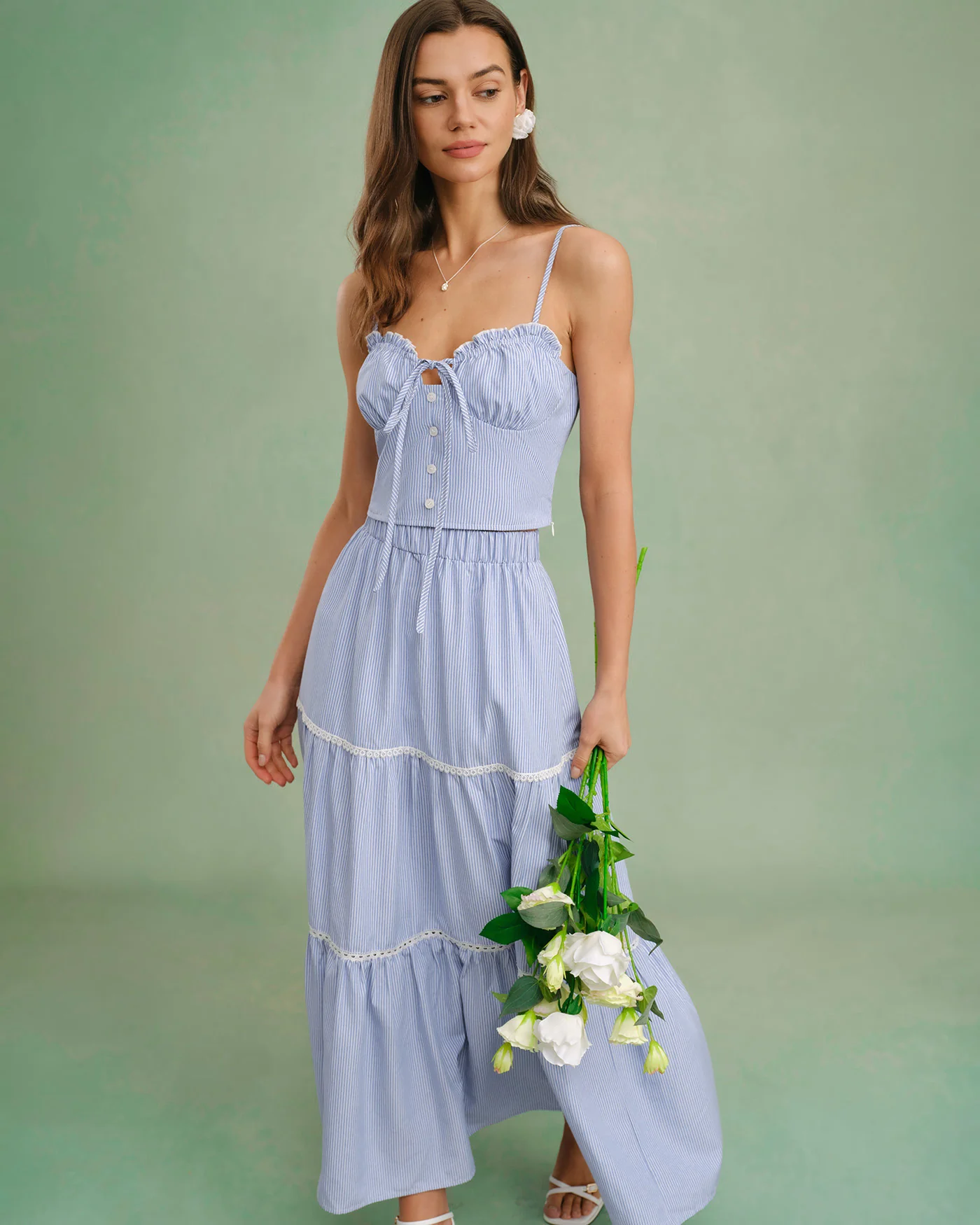 Blue Sweetheart Neck Cami Top - Image 8