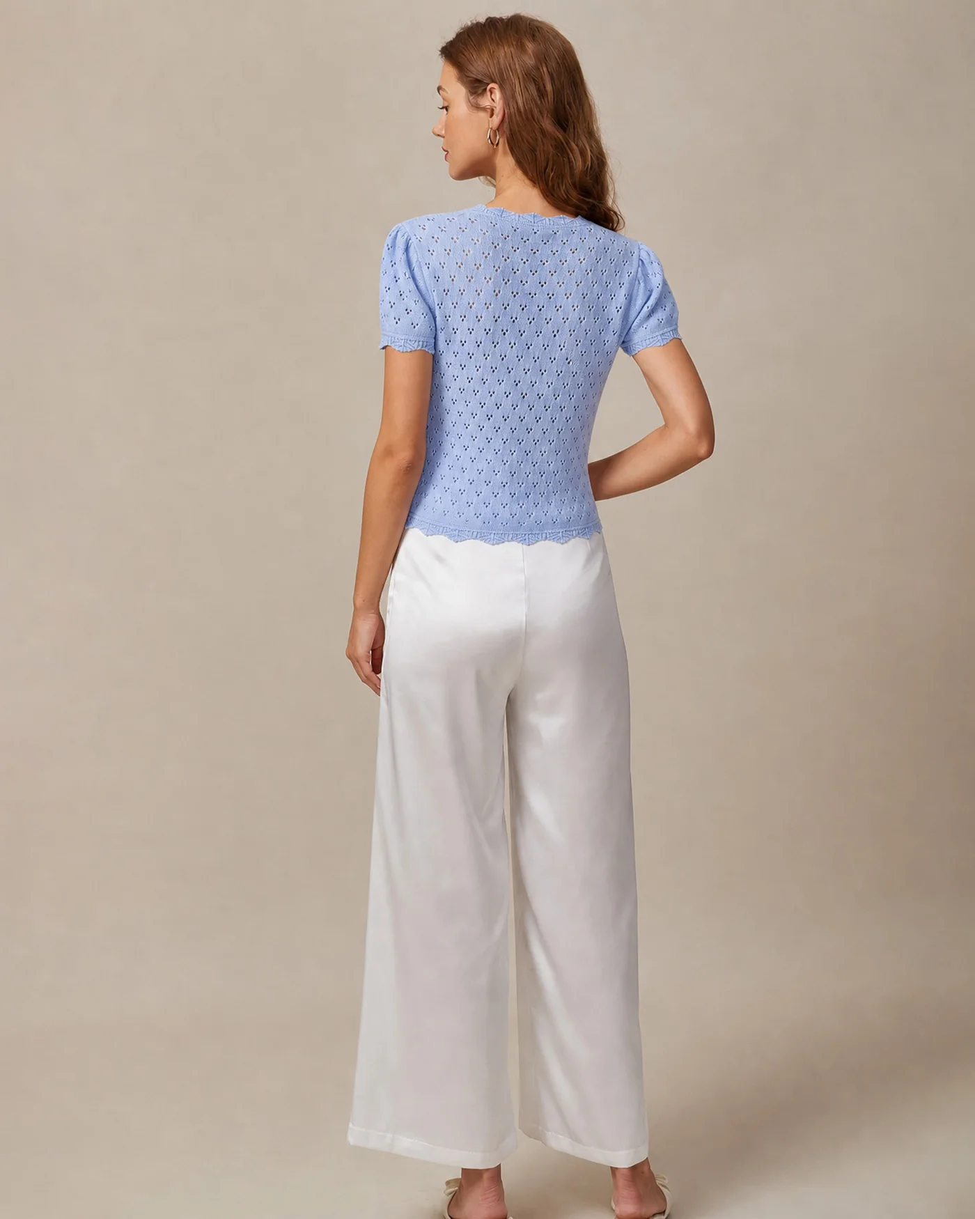 Blue Textured Button Knit Cardigan - Image 4