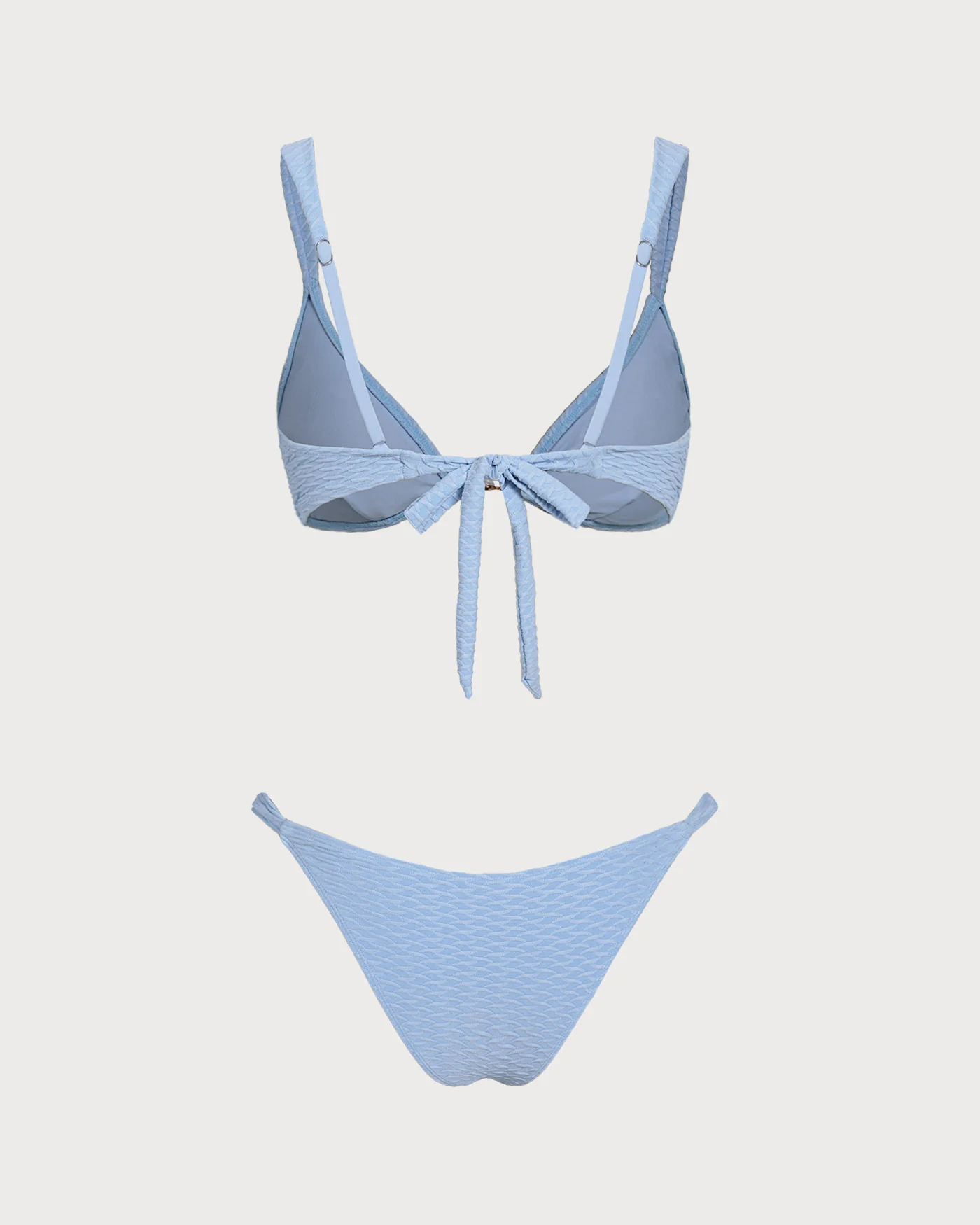 Blue Textured Triangle Bikini Set - Image 6