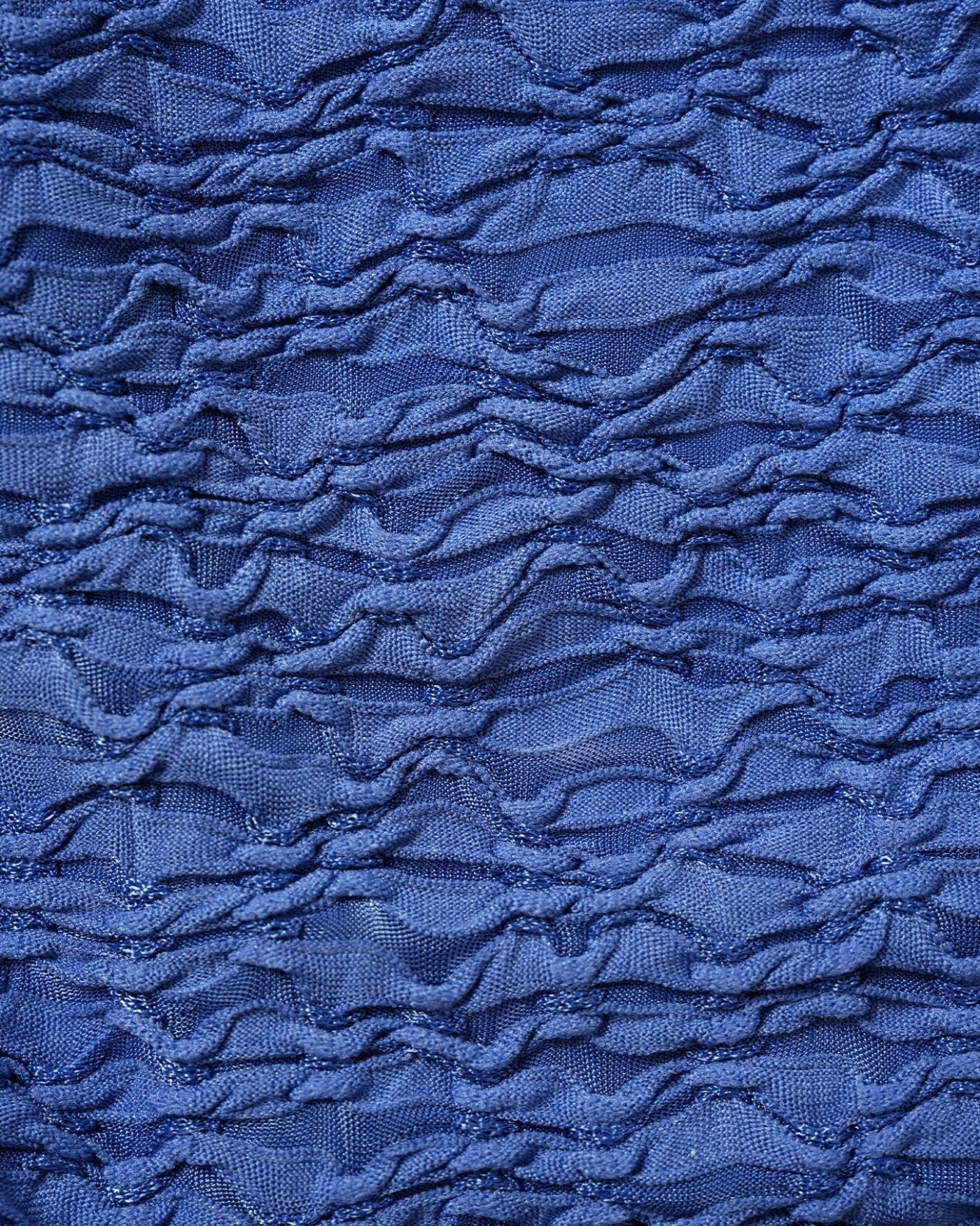 Blue V Neck Textured Triangle Bikini Set - Image 5