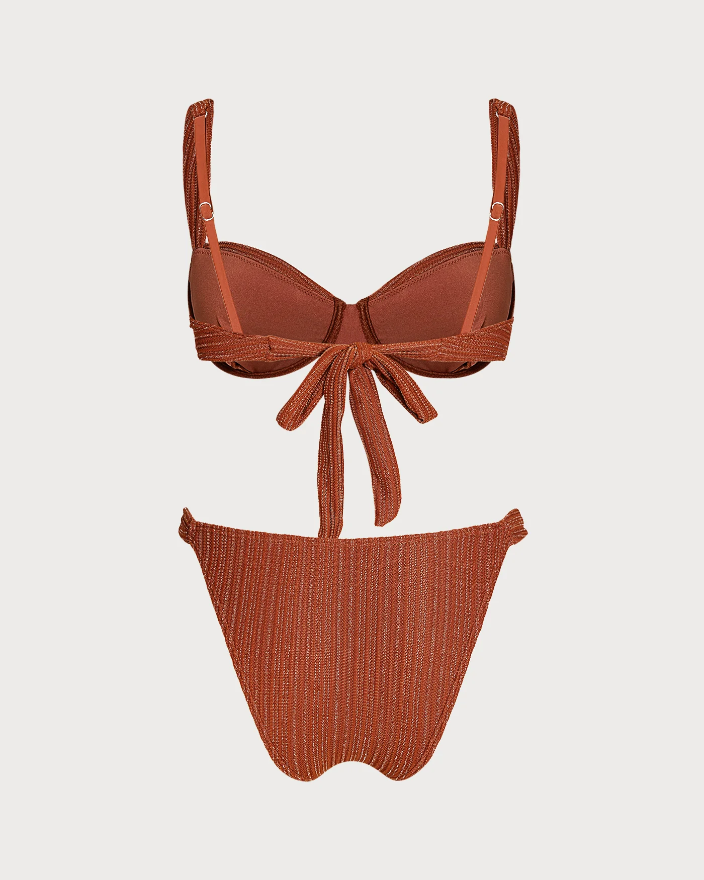 Brick Red Sequins Underwire Bikini Set - Image 5