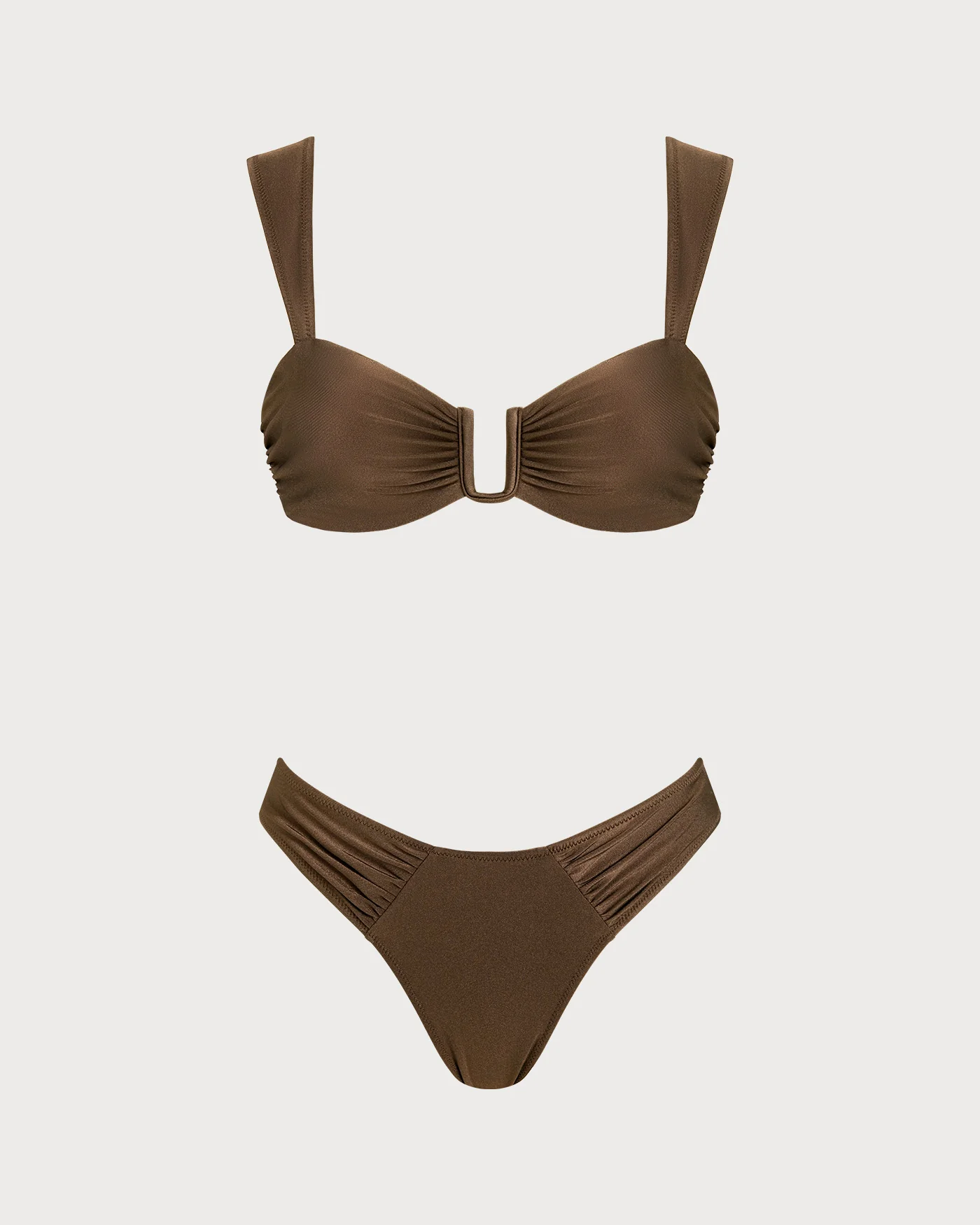Brown Cut Out Drawstring Bikini Set - Image 3