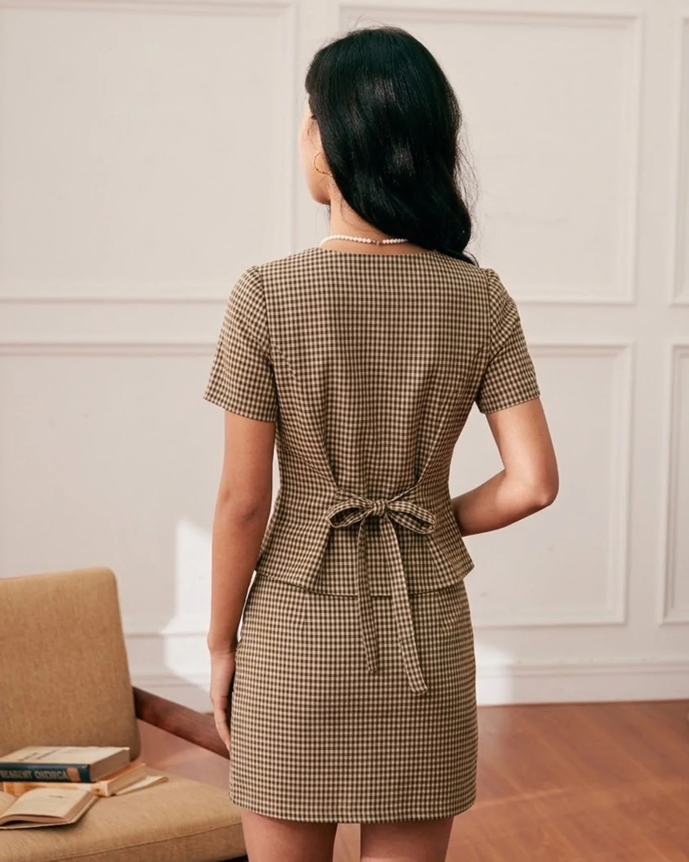 Brown Plaid Mini Skirt - Image 4