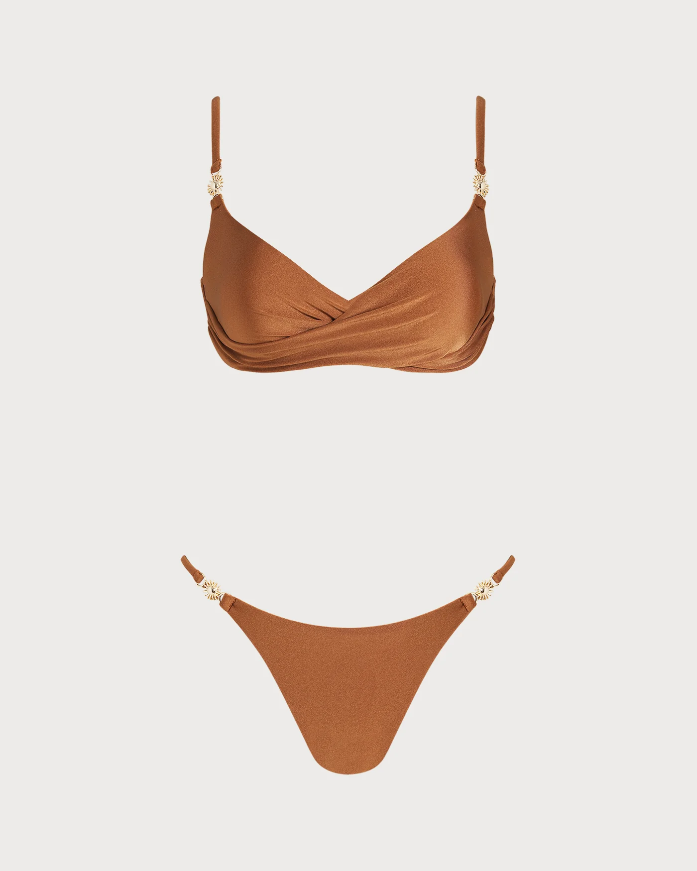 Caramel V Neck Bralette Bikini Set - Image 2