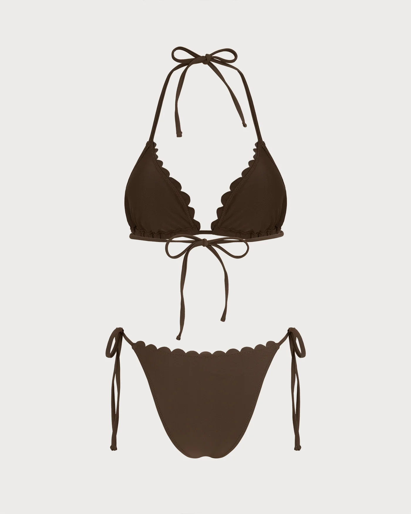 Coffee Halter Embroidery Bikini Set - Image 6
