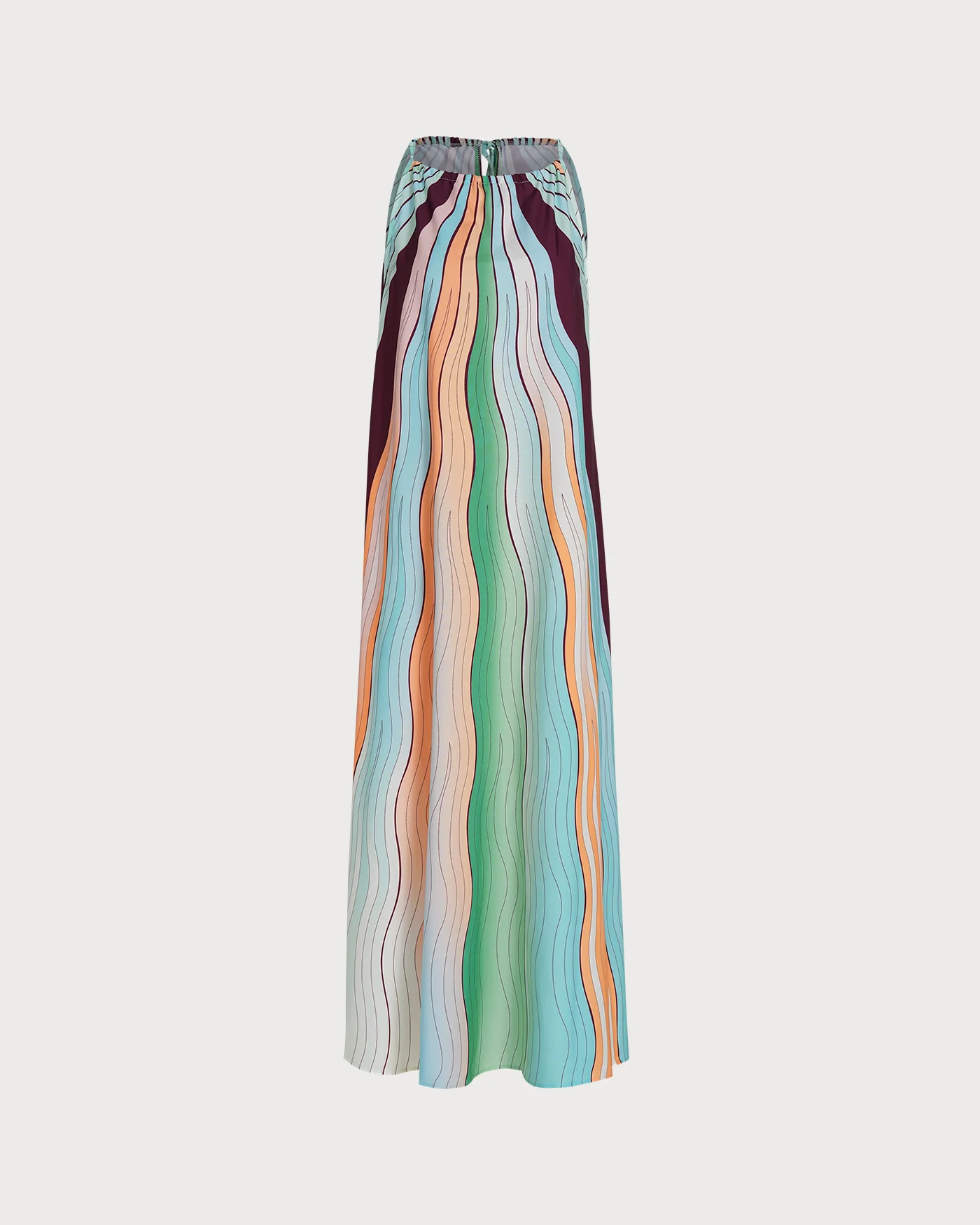 Geometric Round Neck Tie Maxi Dress - Image 6